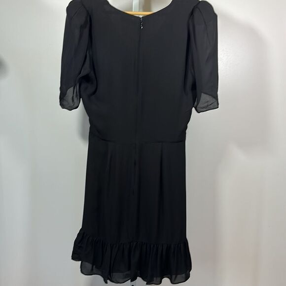 PARKER Women's Krislyn Ruffled Silk Mini A-Line Dress Black Size 10 - Picture 8 of 13